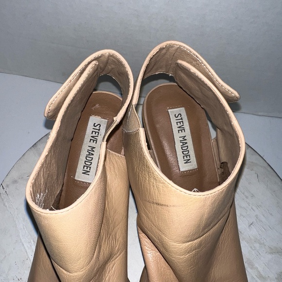 Steve Madden Nonstp Open Toe Leather Heel Shooties Tan Beige Womens Size 10 - Picture 8 of 12